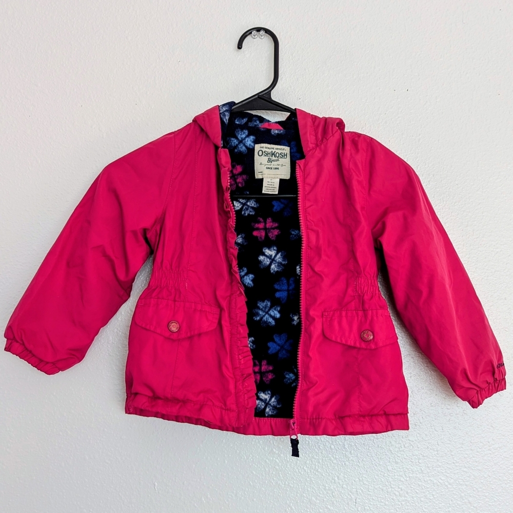 OshKosh B'gosh Pink Kids Raincoat with Clover Lining Size 4T